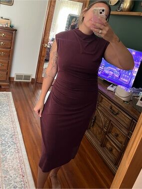 Old Navy Sleeveless Mock Neck Midi Dress in Plum